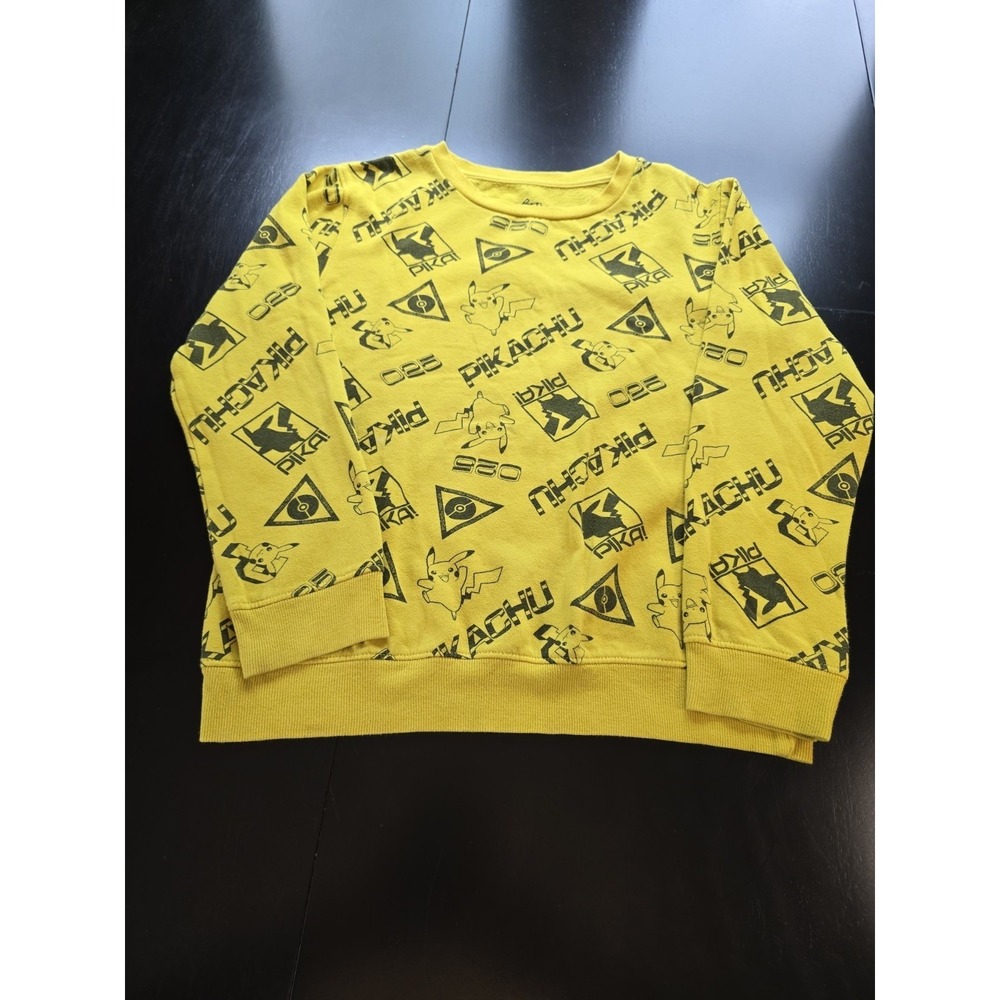 Pokémon Pikachu All Over Print Sweatshirt Yellow‎ Crewneck Youth Large AOP #025